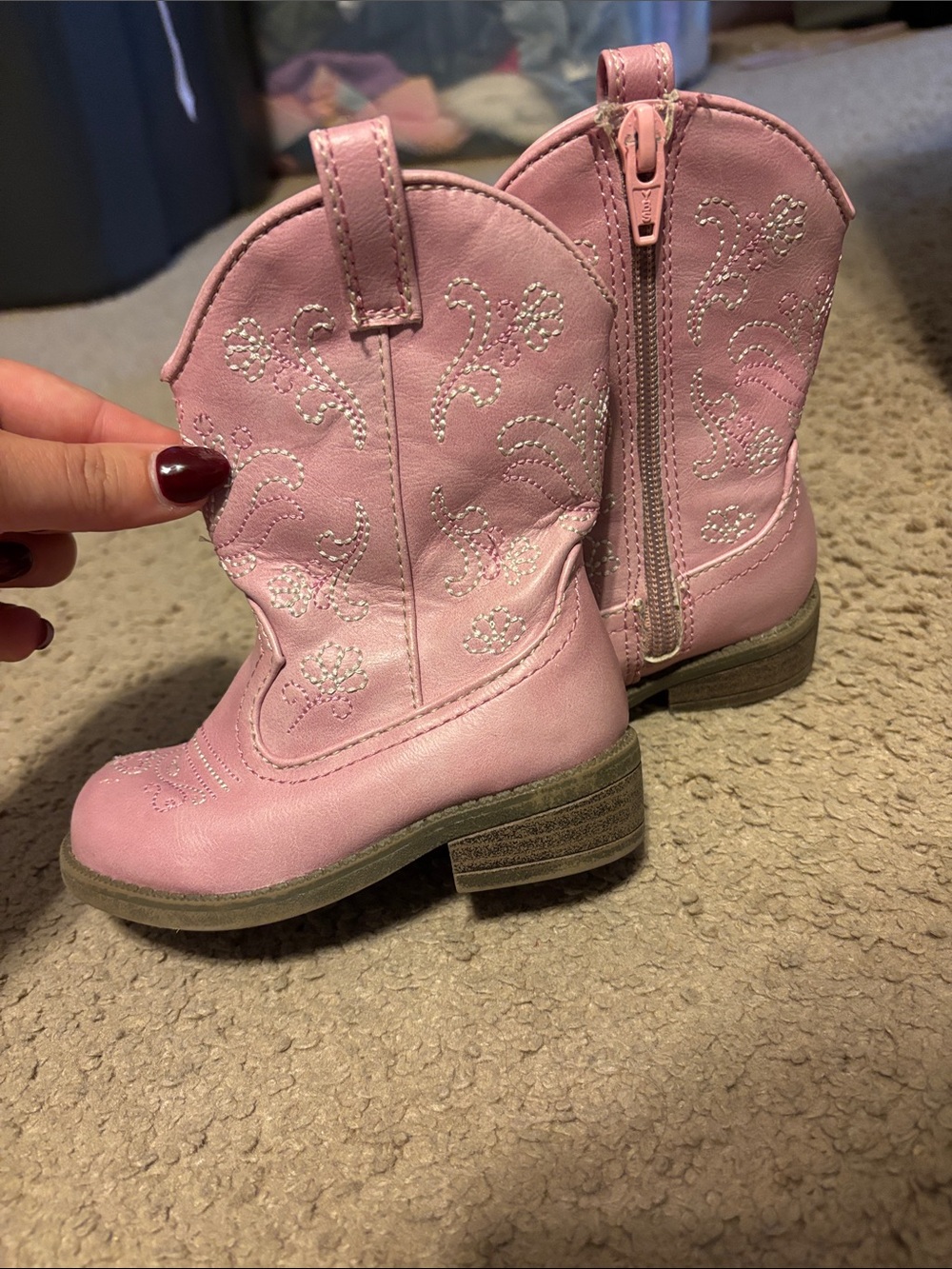 Kids Pink Western Zip-Up Boots
